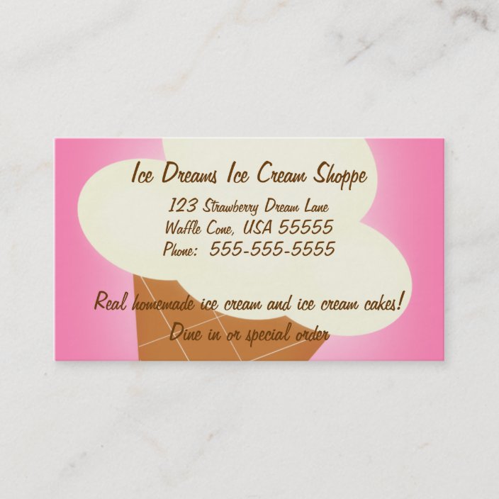 ice cream business card ice cream business card