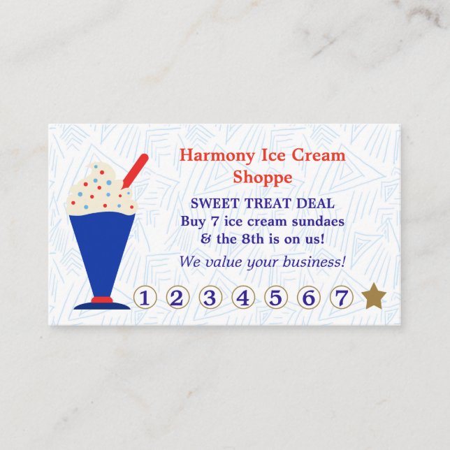 Ice Cream Shop Customer Loyalty Discount Card (Front)