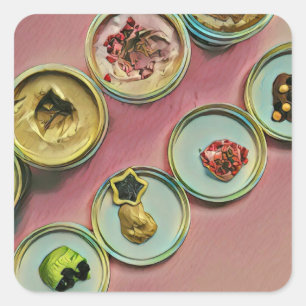 Ice cream shop decor square sticker