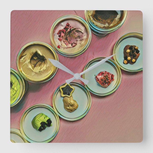 Ice cream shop decor square wall clock (Front)
