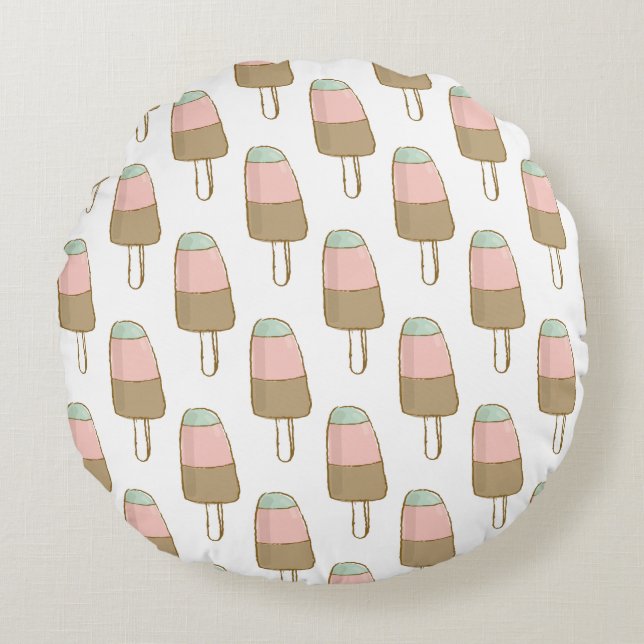Ice Cream Shop Novelty Summer Round Cushion (Front)