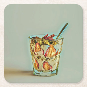 Ice cream shop square paper coaster