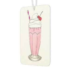 Ice Cream Shoppe Strawberry Pink Milkshake Foodie Car Air Freshener