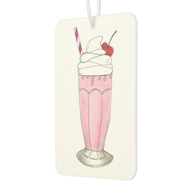 Ice Cream Shoppe Strawberry Pink Milkshake Foodie Car Air Freshener (Left)
