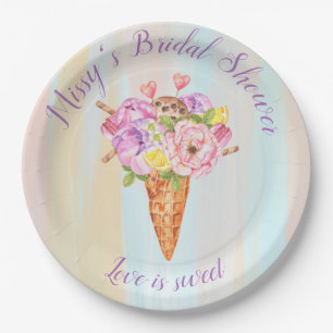 Ice cream shower, Bridal shower paper plates
