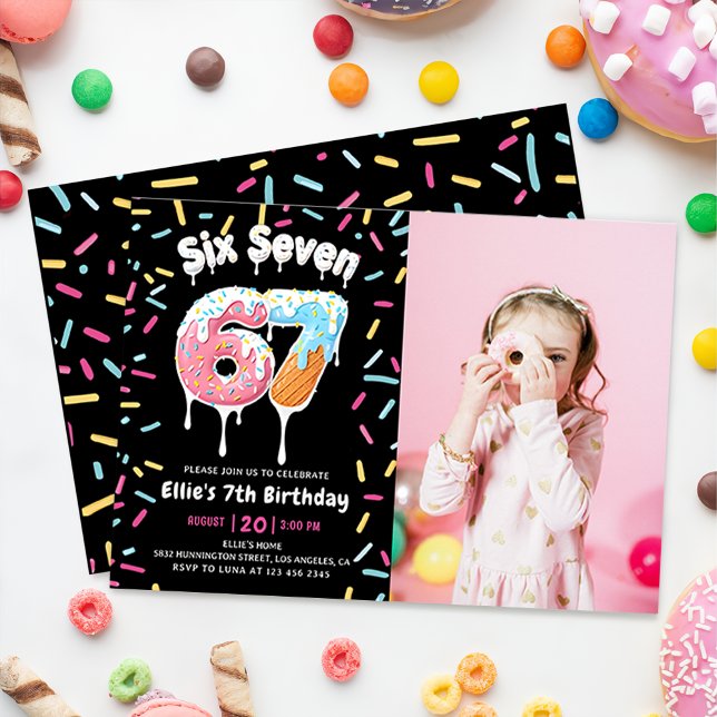 Ice Cream Six Seven 6 7 Birthday Invitation (Creator Uploaded)