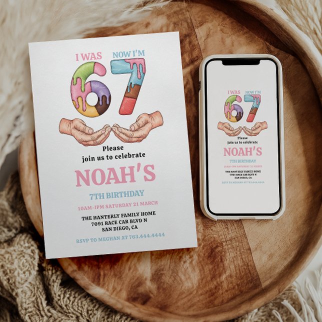 Ice Cream “Six Seven” 7th Birthday Party for Kids Invitation (Ice Cream “Six Seven” 7th Birthday Party for Kids Invitation
)