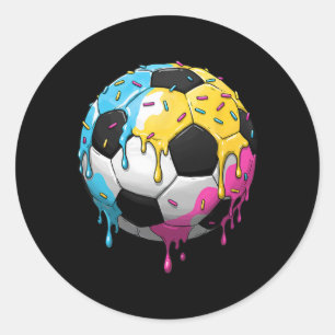 Ice Cream Soccer Byll Drip With Colorful Sprinkles Classic Round Sticker