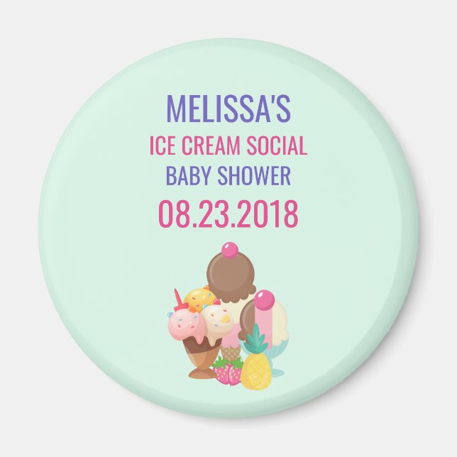 Ice Cream Social Baby Shower Event Magnet (Front)