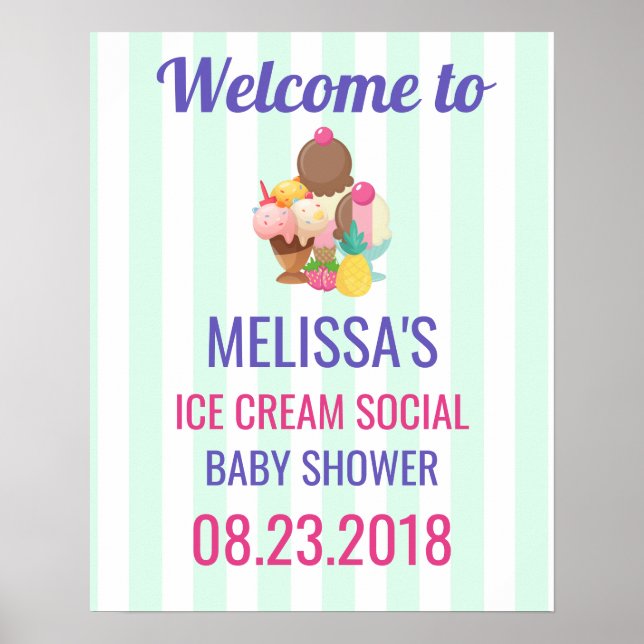 Ice Cream Social Baby Shower Event Poster (Front)