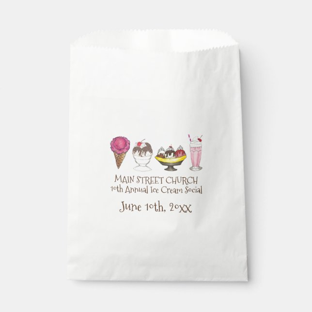 Ice Cream Social Favour Banana Split Sundae Cone Favour Bag (Front)