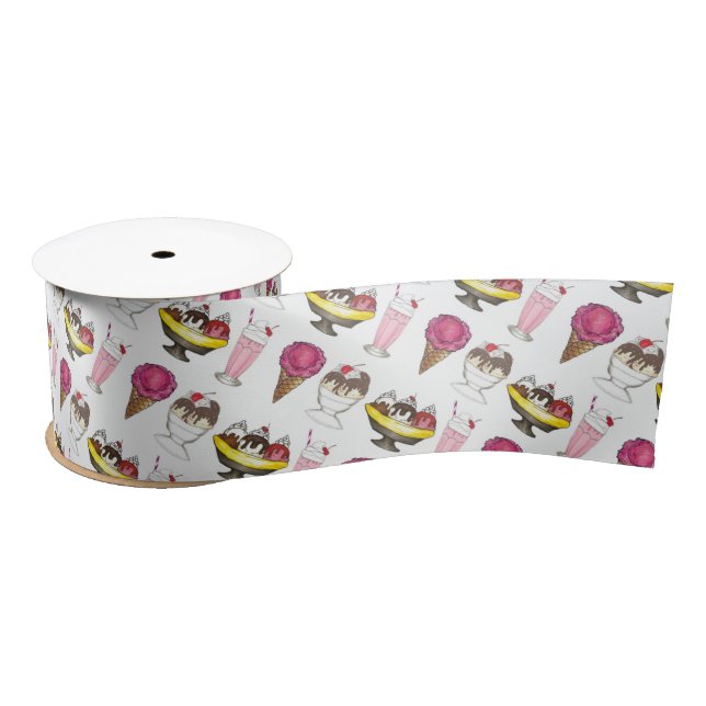 Ice Cream Social Favour Banana Split Sundae Cone Satin Ribbon (Spool)