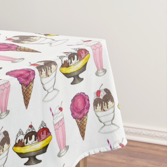 Ice Cream Social Favour Banana Split Sundae Cone Tablecloth (In Situ)