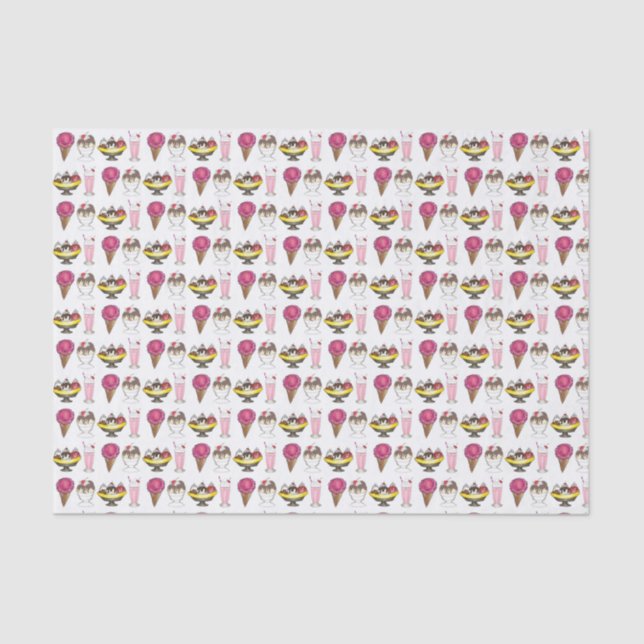 Ice Cream Social Favour Banana Split Sundae Cone Tissue Paper (Front)