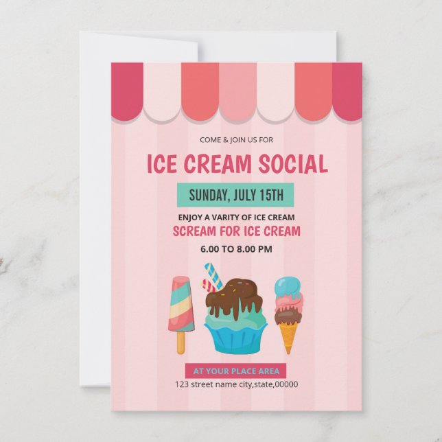 Ice Cream Social Invitation Flyer (Front)