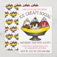 Ice Cream Social Party Dessert Banana Split Sundae