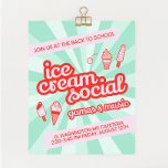 Ice Cream Social Party Flyer<br><div class="desc">I scream, you scream, we all scream for ice cream! Get everyone excited about your upcoming ice cream social with this colourful and delicious-looking flyer. Perfect for school, church, community centres and more. Customise your colours or add your own art. This design is fully customisable. Need it quick? Shop the...</div>
