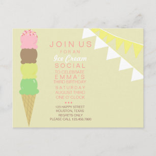 Ice Cream Social Party Invitation