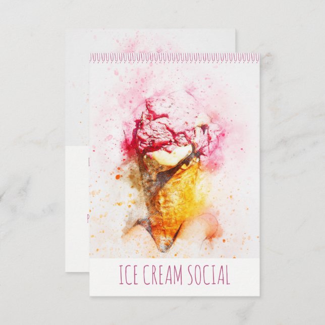 Ice Cream Social Party Invitation (Front/Back)