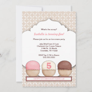 Ice Cream Social Party Invite with age