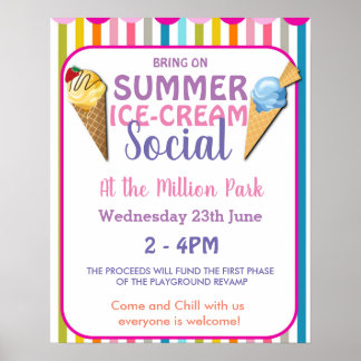 ICE-CREAM SOCIAL POSTER PTA EVENT