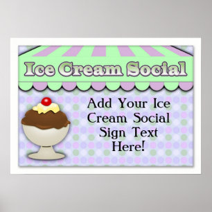 Ice Cream Social, Purple/Green Stripe Sundae Poster