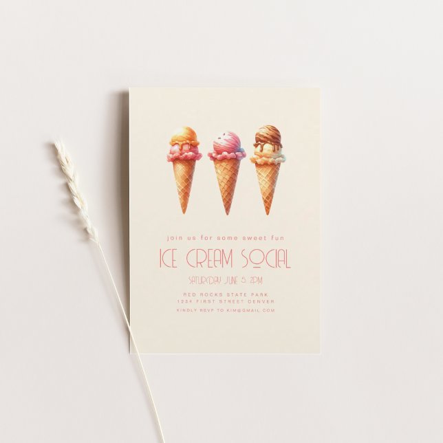 Ice Cream Social Summer Party Invitation (Creator Uploaded)
