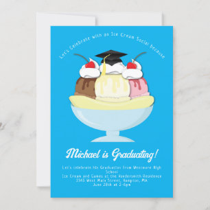 Ice Cream Social Sundae Graduation Party Invitation