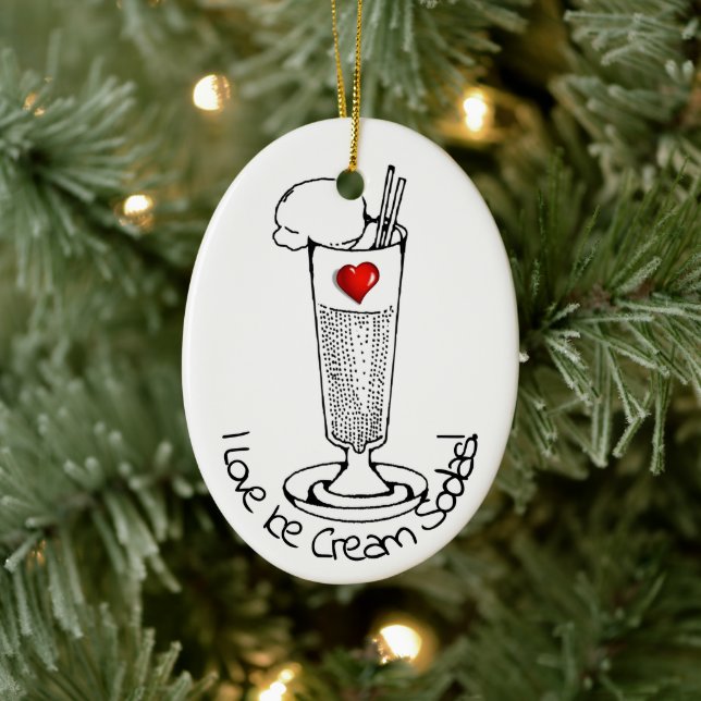 Ice Cream Soda Day Ceramic Ornament (Tree)