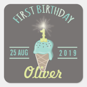 Ice Cream Sparkler 1st Birthday Party Gift Tag