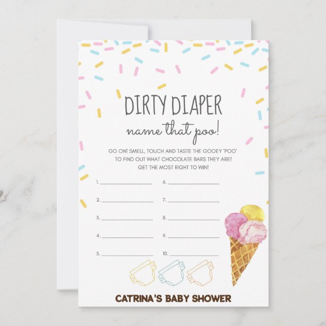 Ice Cream Sprinkle Baby Shower -Editable Name, 5x7 Invitation (Front)