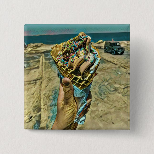 Ice cream sprinkles 15 cm square badge (Front)