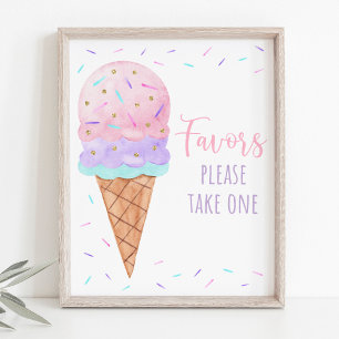 Ice Cream Sprinkles Birthday Party Favour Sign