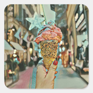 Ice cream sprinkles square sticker