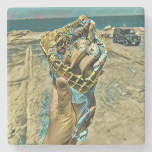 Ice cream sprinkles stone coaster