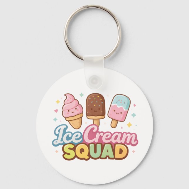 Ice Cream Squad Cute Cartoon Popsicle Key Ring (Front)