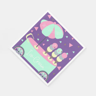 Ice Cream Stand Confetti Birthday Party Purple Napkin