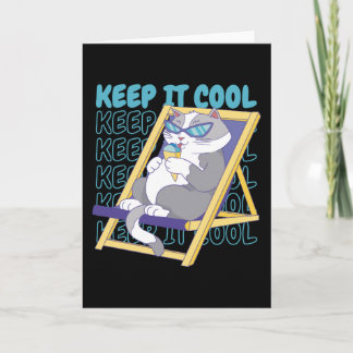 Ice Cream Summer Beach Ice Cream Vacation Cat Card