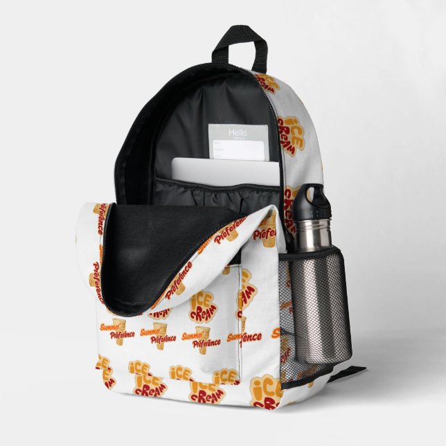 ice cream summer preference printed backpack (Back Corner Right (Open))