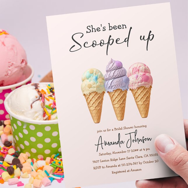 Ice Cream Summer Scooped Up Bridal Shower Invitation (Creator Uploaded)