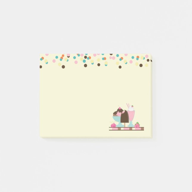 Ice Cream Sundae and Confetti Post-it Notes (Front)