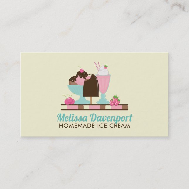 Ice Cream Sundae and Other Delicious Treats Business Card (Front)
