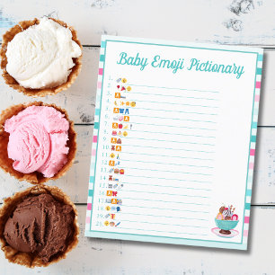 Ice Cream Sundae Baby Shower Emoji Pictionary  Flyer