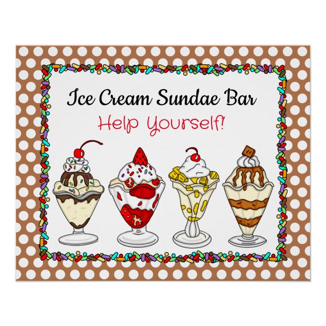 Ice Cream Sundae Bar Baby Shower or Wedding Poster (Front)