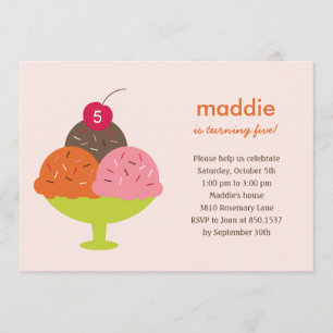 Ice Cream Sundae Birthday Party Invitation (Pink)