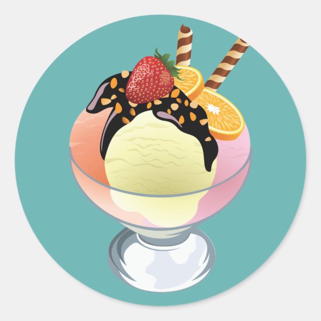 Ice Cream Sundae Classic Round Sticker (Front)