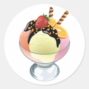 Ice Cream Sundae Classic Round Sticker