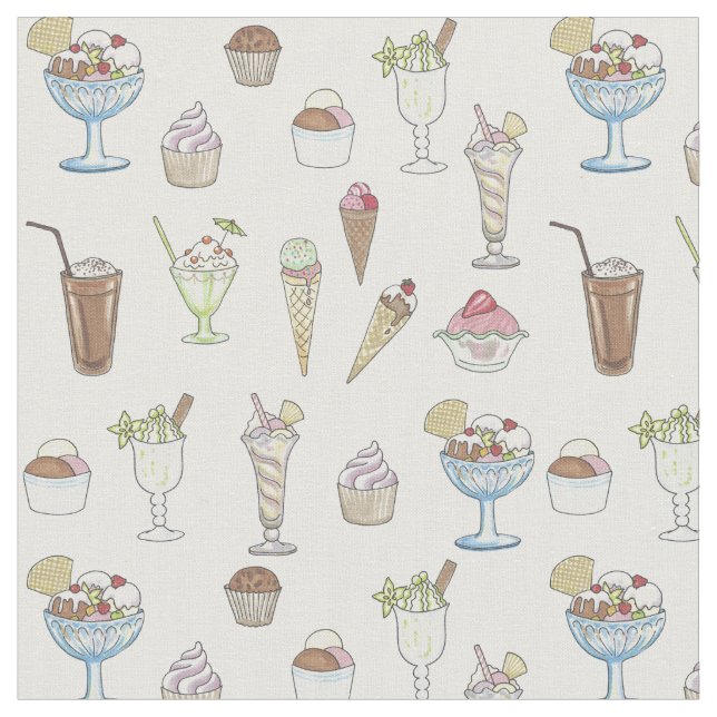 Ice Cream Sundae Collage Fabric (Close Up)