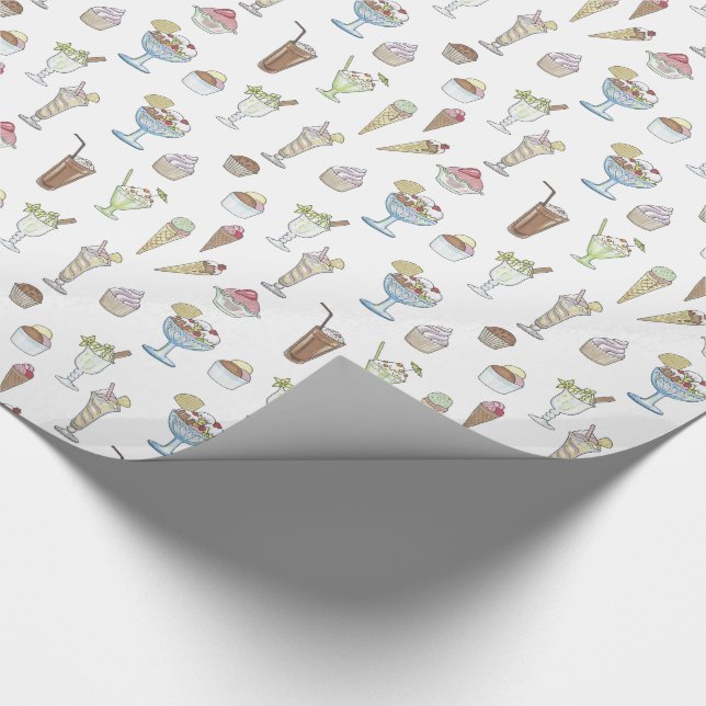 Ice Cream Sundae Collage Wrapping Paper (Corner)
