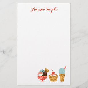 Ice Cream & Sundae Girly Illustration Stationery